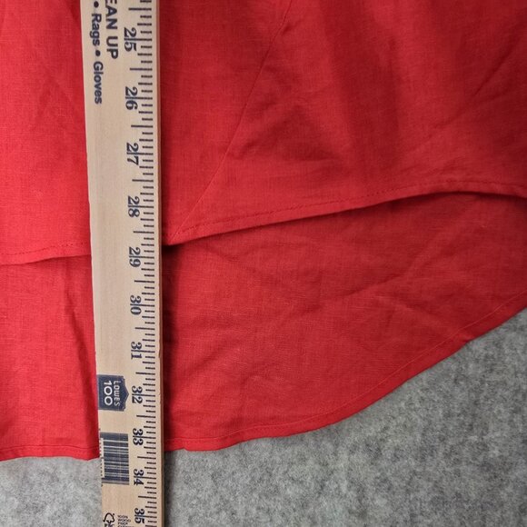 Red Button-Down Embroidered Shirt 2XL Cotton/Linen Blend - Picture 5 of 6